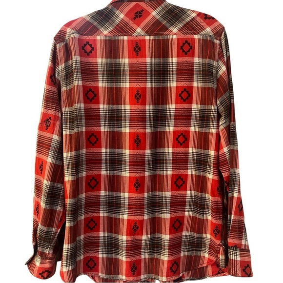 True Grit Red and Black Casual Button Down Shirt Red/Black Aztec Print Sz L - Picture 4 of 12